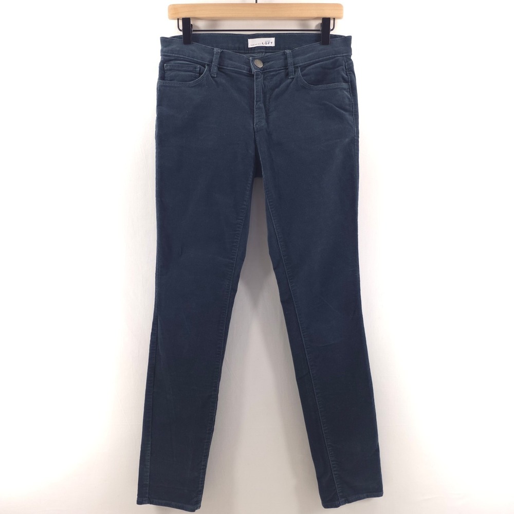 Ann Taylor LOFT Women Pants Modern Skinny 4/27 Dark Teal‎ Blue Corduroy 5-Pocket
